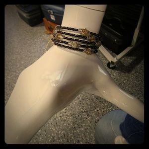 Small brown bead and champagne crystal wrap